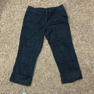 New York and Company Flat Leg Cropped Dark Denim